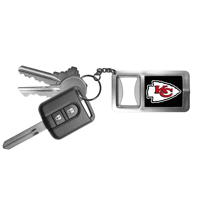 Siskiyou NFL Siskiyou Sports Fan Shop Kansas City Chiefs Flashlight Key Chain with Bottle Opener One Size Black - Image 3